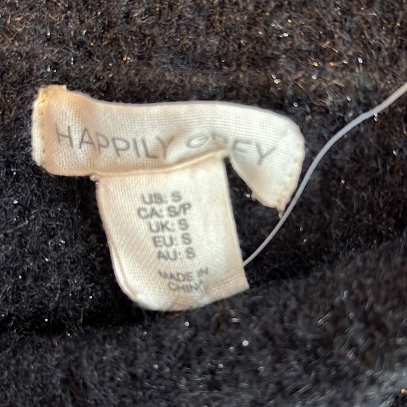NWT Black Fuzzy Sweater Happily Grey Small - Picture 5 of 8